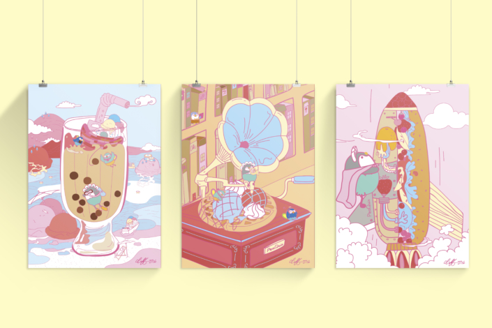 06皮寬想想冰淇淋-油畫x3